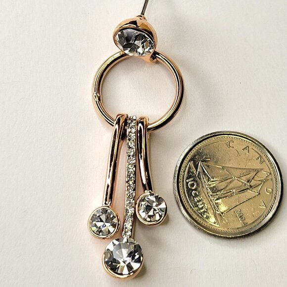 Gold Crystal Dangle Earrings - Picture 4 of 8
